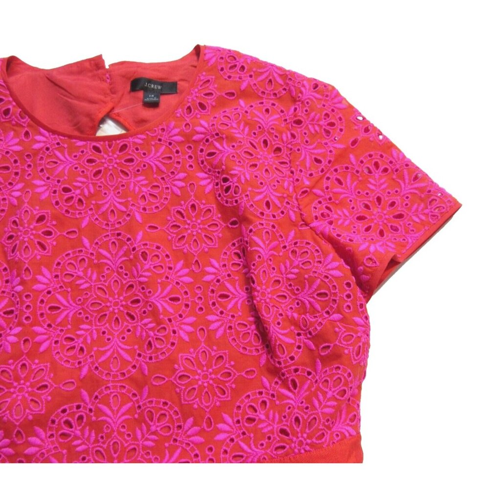 NWT J.Crew Short-sleeve Maxi in Sunset Fuchsia Eyelet Back Cutout Dress 14 - Picture 5 of 12